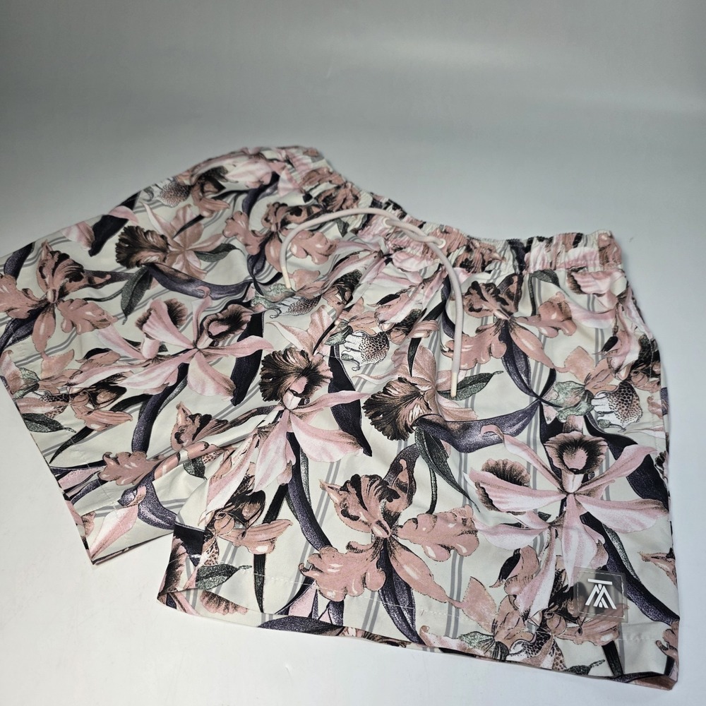 Topman Men's Tropical Floral Orchid Botanical Flowers Pattern Short Trunks M